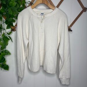 Old Navy Oversized Cozy Waffle Henley Top Sz Small